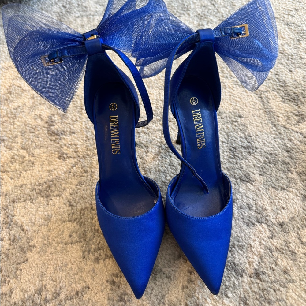 Dream Pairs Women's Blue Satin Heels